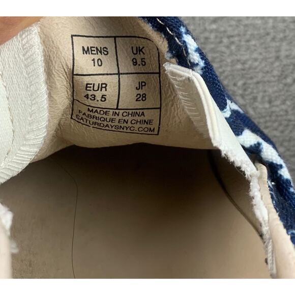 Saturdays NYC Vass Ash Slip On Sneakers Men 10 Blue Print Tie Die Low Top - Picture 8 of 8